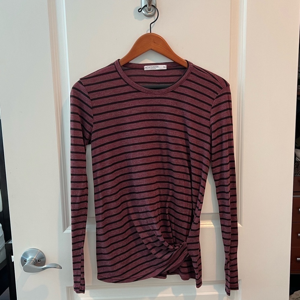 Stateside USA Made Long Sleeve Faux Wrap Shirt - Picture 2 of 9